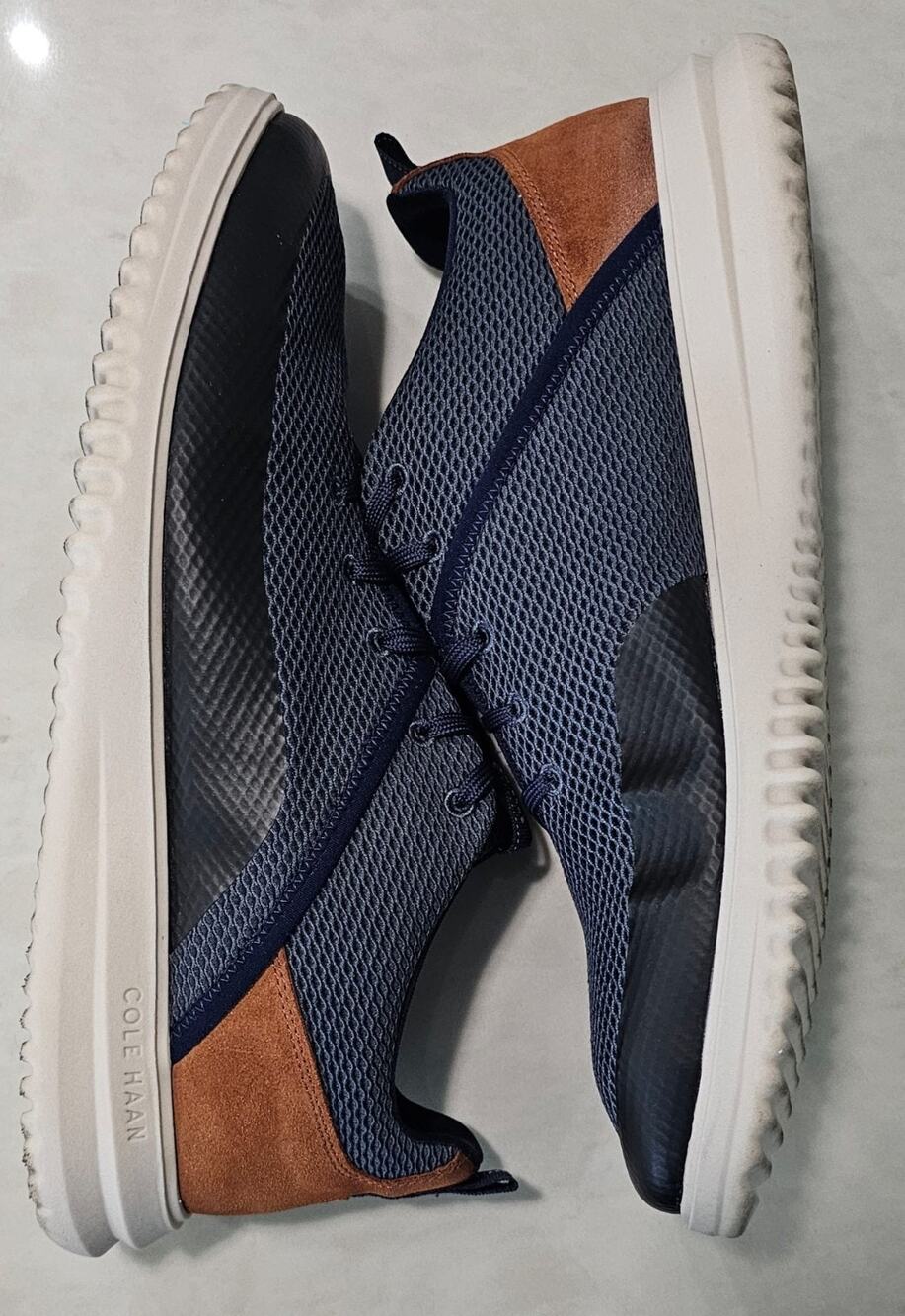 Cole Haan Grand+ Hybrid Sneakers Navy Blue Brown Suede Mens Size 13 C39981